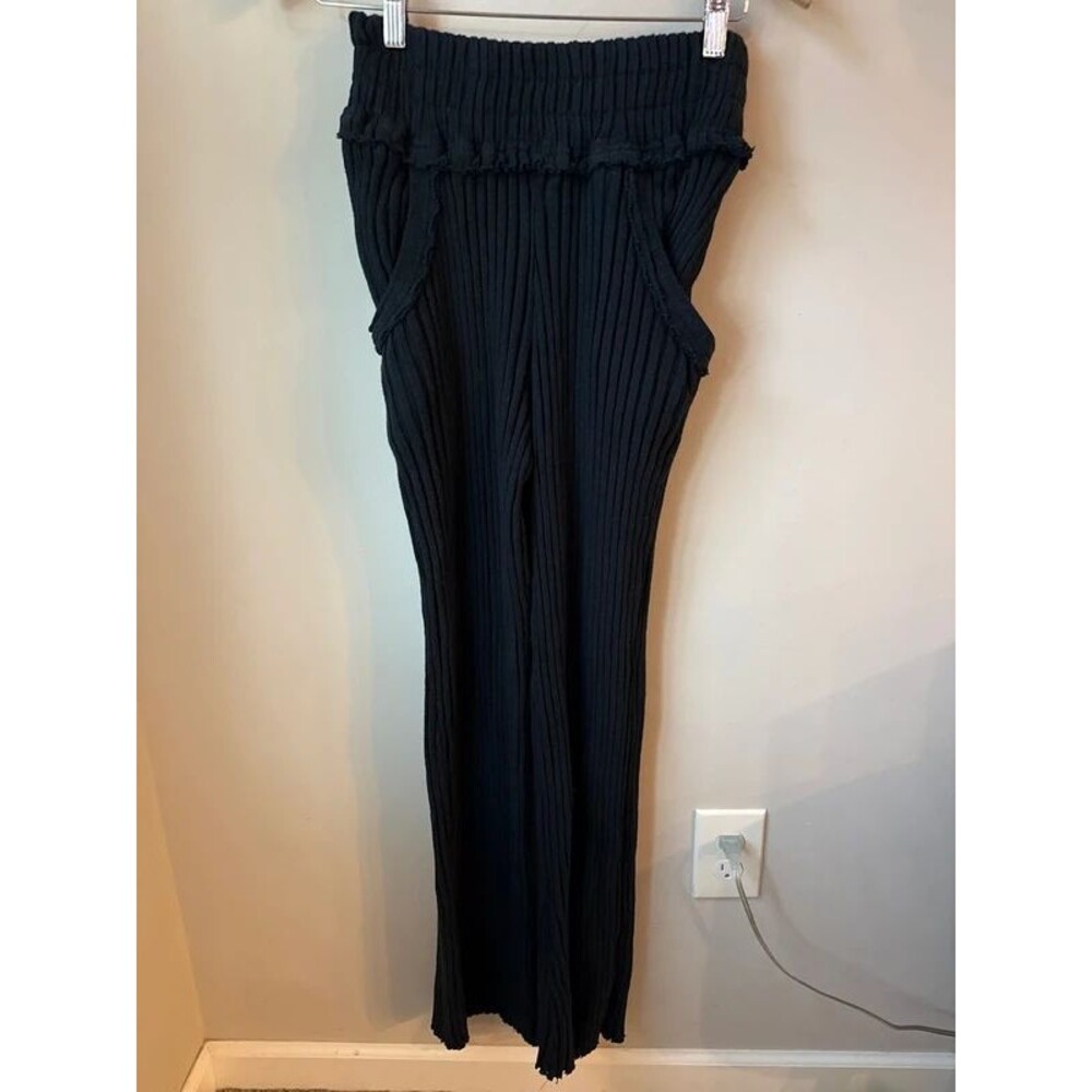 Free People Beach Serena Ribbed Raw Edge Flare Pants